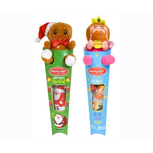 MIGUELAÑEZ Figuras Navidad de chocolate con muñeco de peluche 35 g.