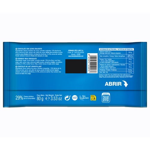 CLAVILEÑO Cookies & cream Chocolate con leche cruejiente, 110 g.