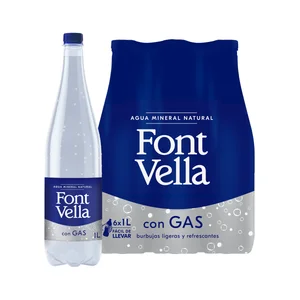 FONT VELLA Agua mineral natural con gas pack 6 uds. x 1 l.