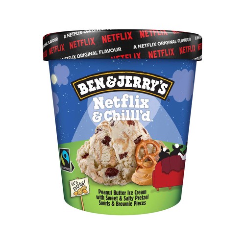 BEN & JERRY"S Tarrina de helado de mantequilla de cacahuete, con trocitos de brownie y remolinos de pretzel 465 ml.