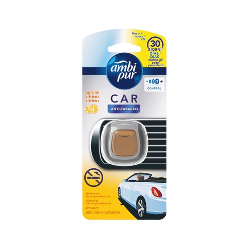 Ambientador de coche para rejilla de ventilación, elimina olores de tabaco, AMBIPUR CAR.