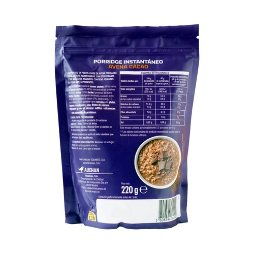 PRODUCTO ALCAMPO Eat & move Porridge cacao 220 g.
