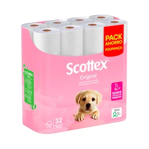 SCOTTEX Original Papel higiénico con textura Onda suave 32 rollos