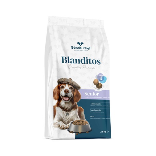 GENTLE CHEF Alimentación de perro croquetas semihúmedas premium senior de razas medianas y grandes 2,5 kg.