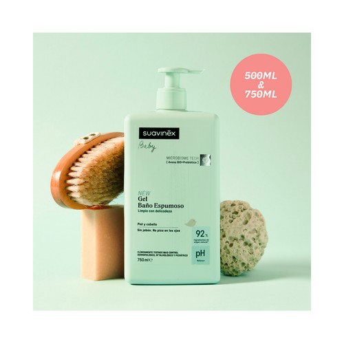 SUAVINEX Gel pediátrico espumoso, para cuerpo y cabello 500 ml.