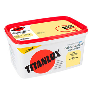 Imagen de Pintura de cobertura total de color arena playa, cubeta de 4 litros, TITANLUX.