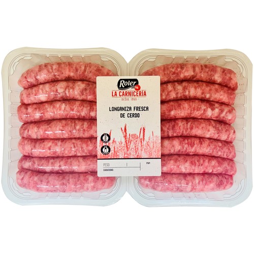 Bandeja de longanizas blancas de cerdo, elaboradas sin gluten ROLER Fresquísima 16 uds.