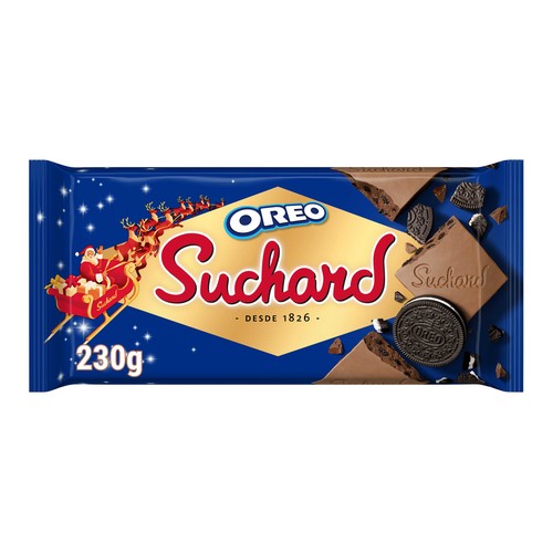 SUCHARD Turrón de chocolate con trocitos de galleta al cacao (Oreo) 230 g.