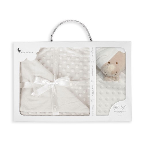 Set de manta burbuja + doudou, color blanco, INTERBABY.