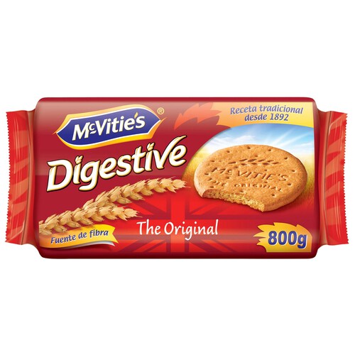 Mc VITIE'S Galletas Digestive de trigo, fuente natural de fibra 800 g.