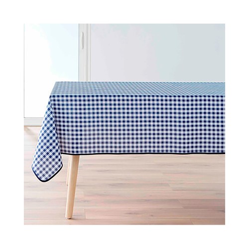 Mantel poliéster antimanchas Vichy, 150 x 240, color azul, U10.