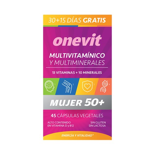 ONEVIT Multivitamínico (13) y multiminerales (11) especial mujer 45 uds.