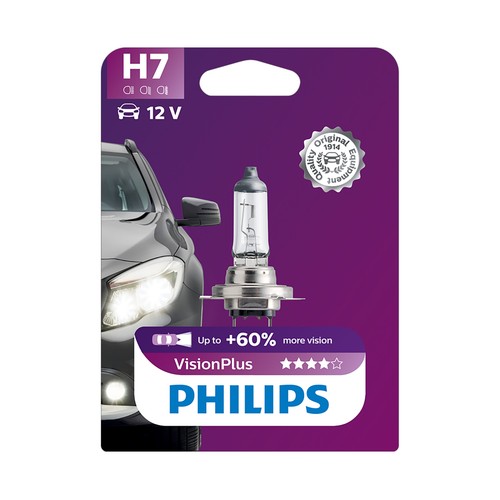 Bombilla halógena para automóvil, tipo H7 y con potencia de 55W  PHILIPS Vision plus.