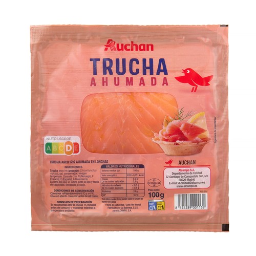 Trucha ahumada en lonchas PRODUCTO ALCAMPO 100 gramos