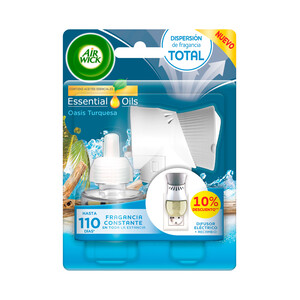 AIR WICK Ambientador eléctrico Oasis turquesa- Aparato + Recambio AIR WICK 19 ml.