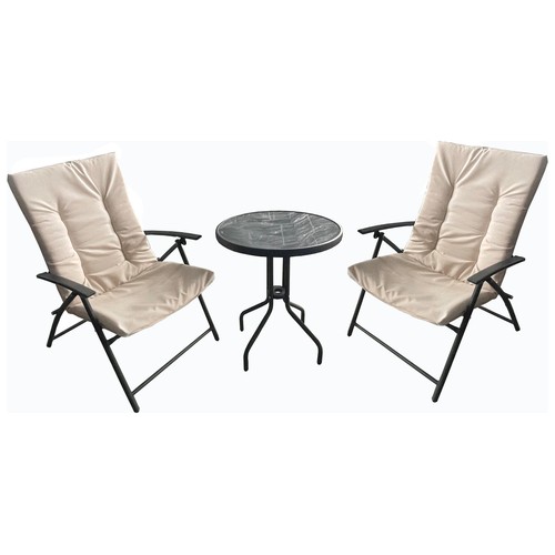 Conjunto jardín o terraza con 2 sillones plegables y 1 mesa, IKUNIK ROMA.