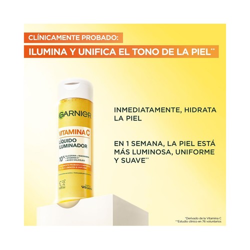 GARNIER Vitamina C Líquido iluminador e hidratante, apto para pieles sensibles 120 ml.