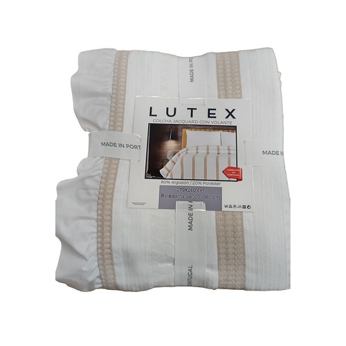 Colcha jacquard volante 150-160cm 270x260 cm blanco. LUTEX.