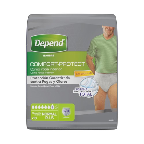 DEPEND Pañal incontinencia talla S/M para hombres 10 uds
