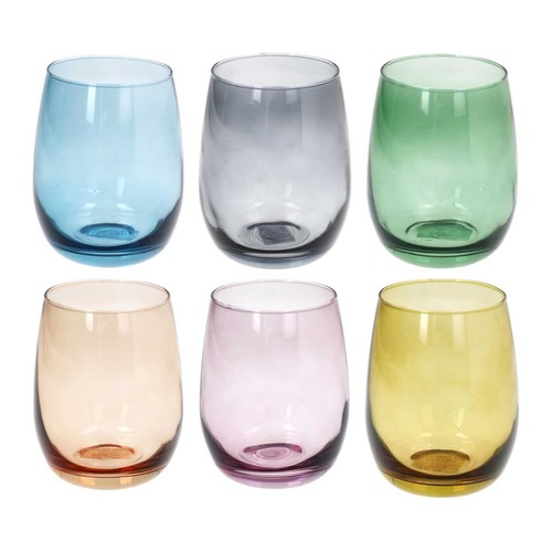 Set 6 vasos tumblers 400cc vidrio, modelo Tulip Rhapsody. TOGNANA