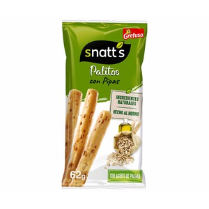 SNATT'S Palitos de cereales con pipas SNATT'S GREFUSA, bolsa 62g