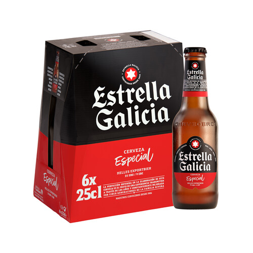 ESTRELLA GALICIA Especial Cervezas  pack de 6 botellines de 25 cl.