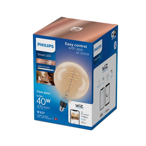 Alcampo Bombilla Led inteligente de filamento E27 WiFi + Bluetooth 6 7W=40W blanco ajustable 470lm PHILIPS