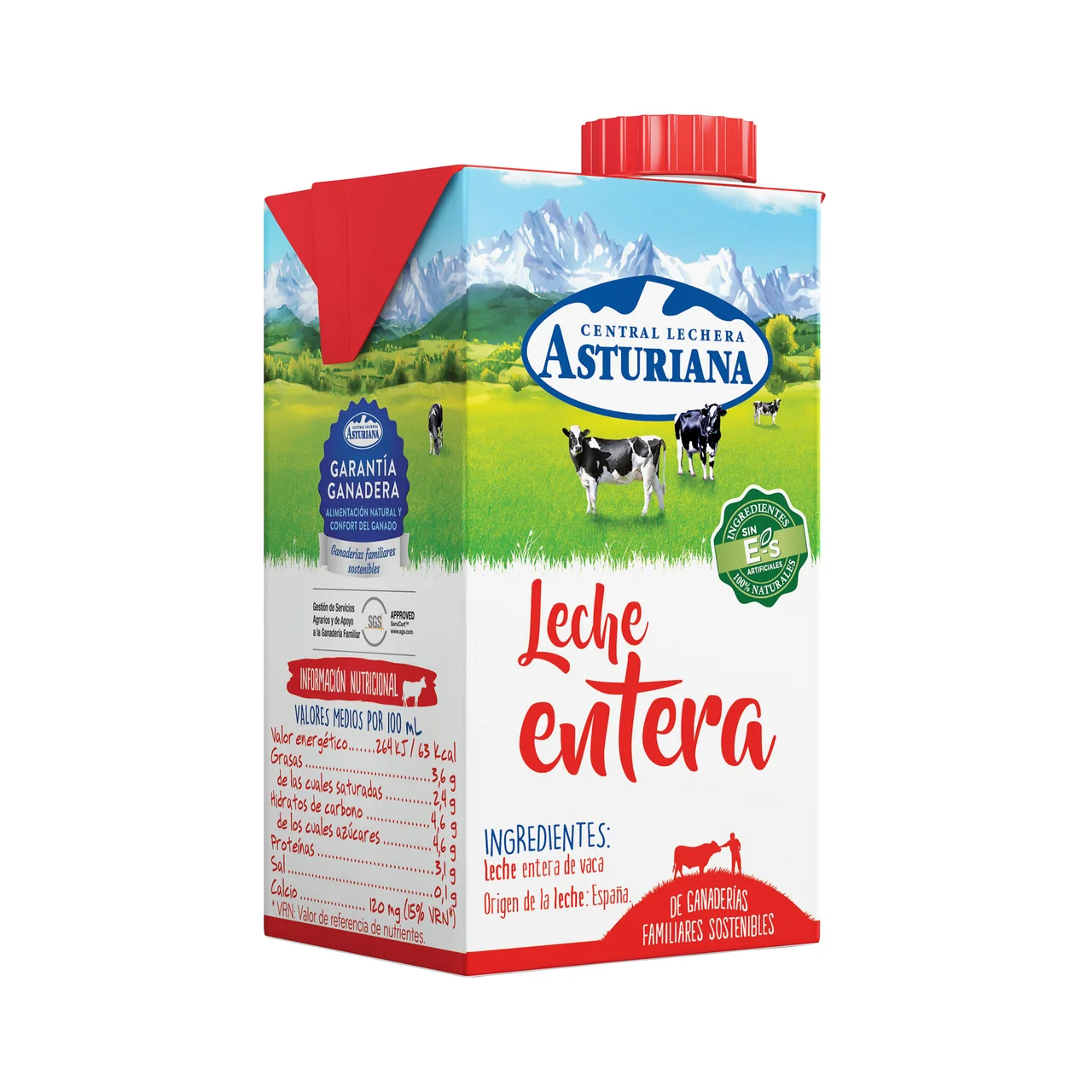 Leche entera de vaca, de origen española 500 ml.