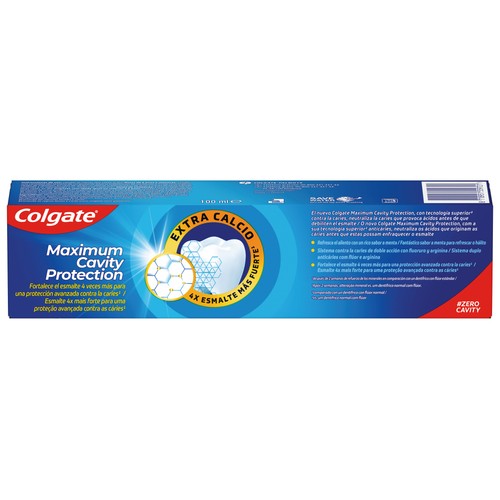 COLGATE Maximum caries protection Pasta de dientes con flúor, calcio y protección frente a las caries con sabor a menta 100 ml.
