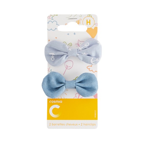 COSMIA Clips infantiles para cabello con forma de lazo de tela COSMIA 2 uds.