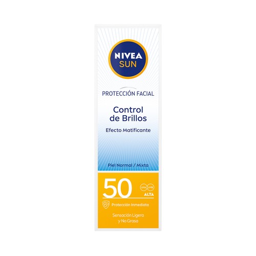 NIVEA Sun  Protector solar facial para el control de brillos y con factor de protección 50 (muy alto) control de brillos 50 ml.