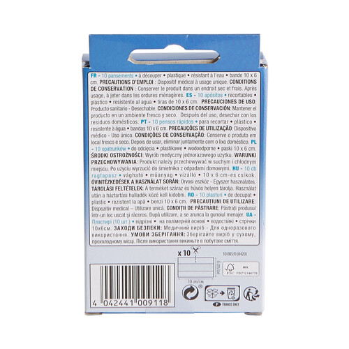 PRODUCTO ALCAMPO Apósitos plasticos para cortar (10 x 6 cm), transpirables y resistentes al agua PRODUCTO ALCAMPO 10 uds.