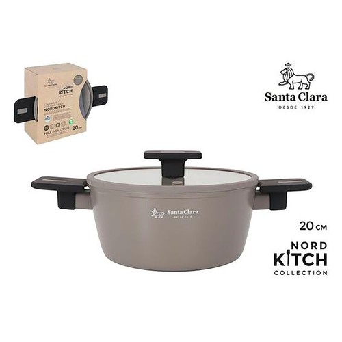 Cacerola de aluminio forjado con inducción completa y tapa, 20 cm, Nordkitch SANTA CLARA