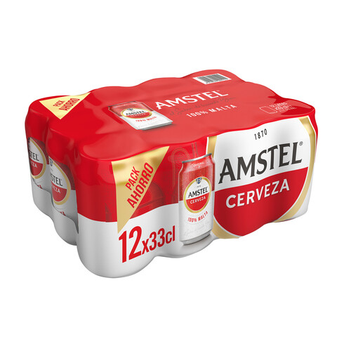 AMSTEL 100 % MALTA Cervezas pack 12 uds, de 33 cl.