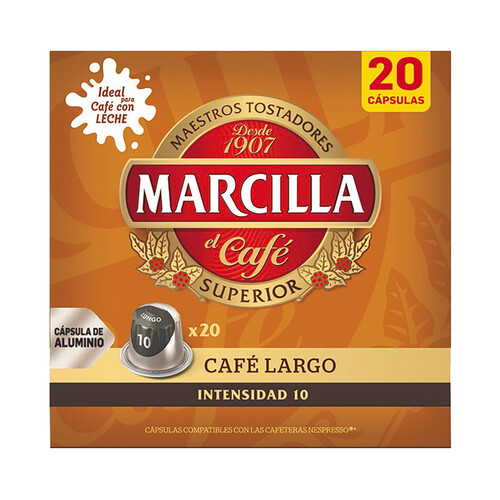 MARCILLA Café en cápsulas largo I10, 20 uds. 