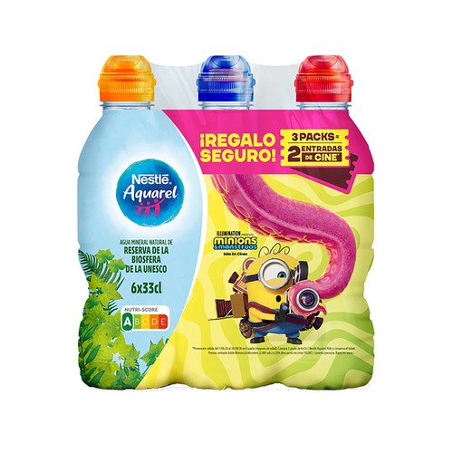 AQUAREL Agua mineral botella de 33 cl pack de 6 uds.