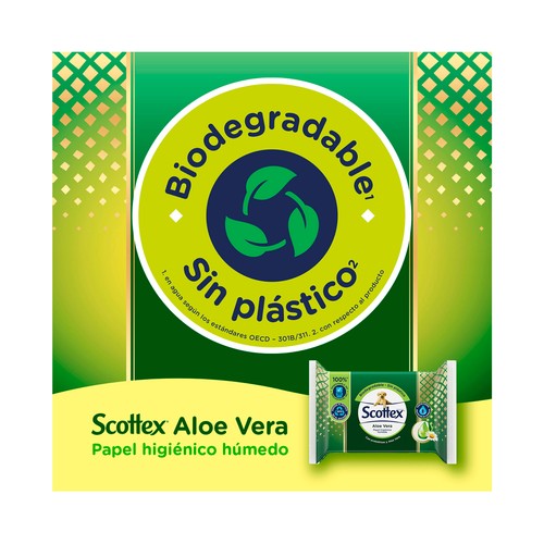 SCOTTEX Calm Papel higiénico húmedo (toallitas WC), con aloe vera, especial pieles sensibles 66 uds.