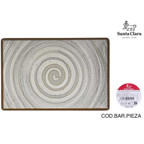 Fuente rectangular 30x20cm melamina, modelo Loop gris ELITE