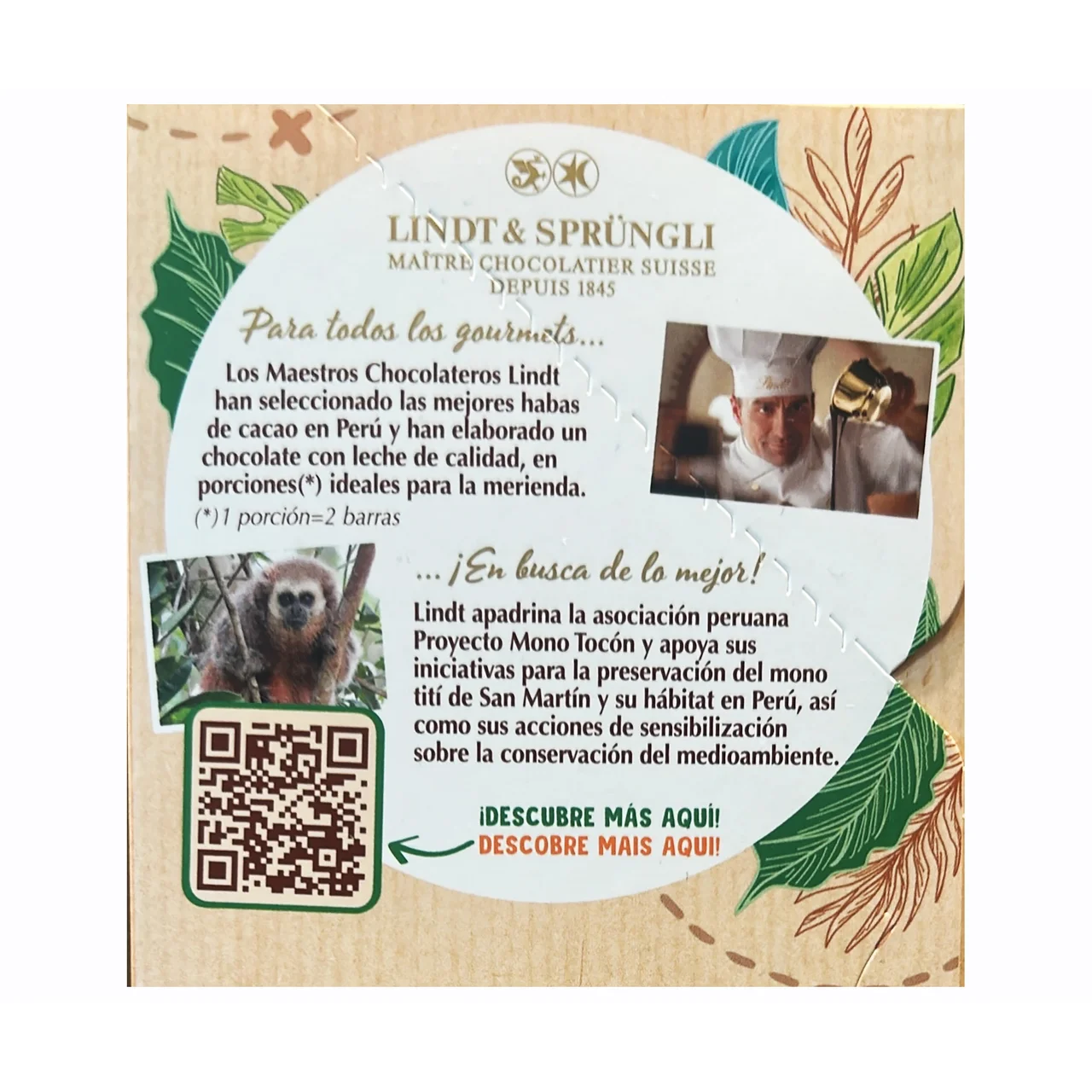 LINDT LUCKY MONKEY Chocolate con leche crispy 100 gr.