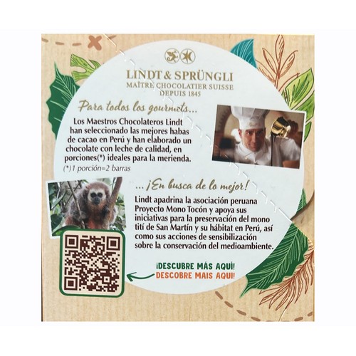 LINDT LUCKY MONKEY Chocolate con leche crispy 100 gr.