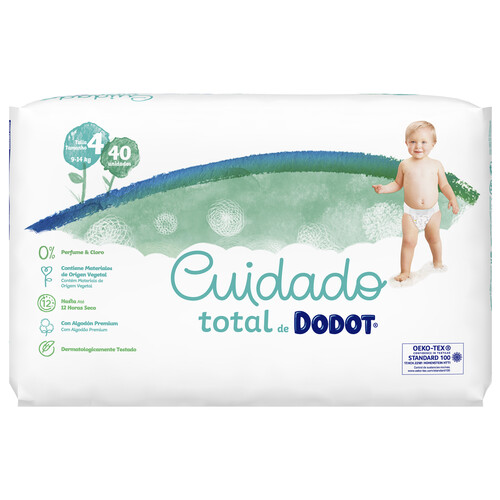 DODOT Pañales talla 4, para niños de 9 a 14 kilogramos DODOT Cuidado total 40 uds.