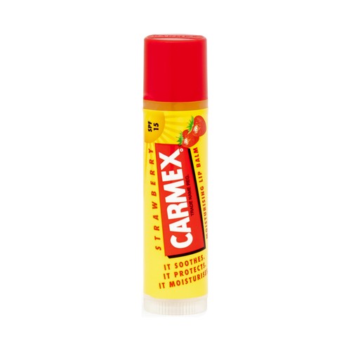 CARMEX Bálsamo labial hidratante, especial labios secos y agrietados, sabor fresa.