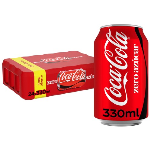 COCA COLA Zero azúcar Refresco de cola pack 24 latas 33 cl.