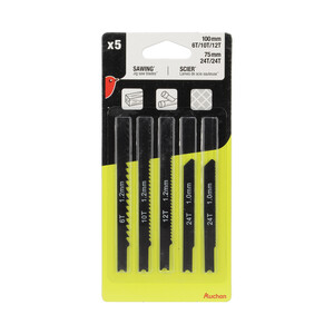 Imagen de Pack 5 hojas sierra madera melamina tipo B&D 100mm 6T/10T/12T, 75mm 24t/24t PRODUCTO ALCAMPO