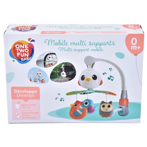 Móvil Carrusel Musical de Pajaritos para cuna o carro de bebé, relajante y desarrollo cognitivo +0 Meses ONE, TWO FUN Baby