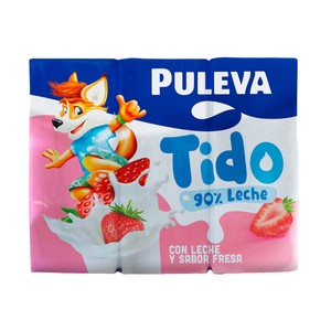 PULEVA Batido con sabor a fresa, elaborado con un 90% de leche PULEVA 6 x 200 ml.