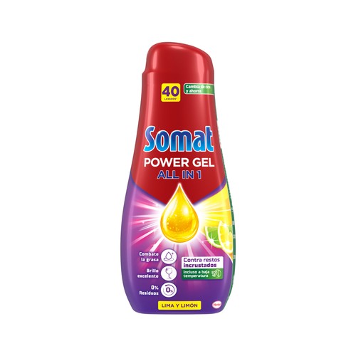 SOMAT Lavavajillas maquina en gel todo en 1 limón 40ds