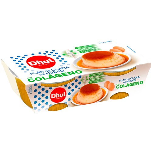 DHUL Flan de clara de huevo con colágeno y sin azúcares añadidos 2 x 110 g.
