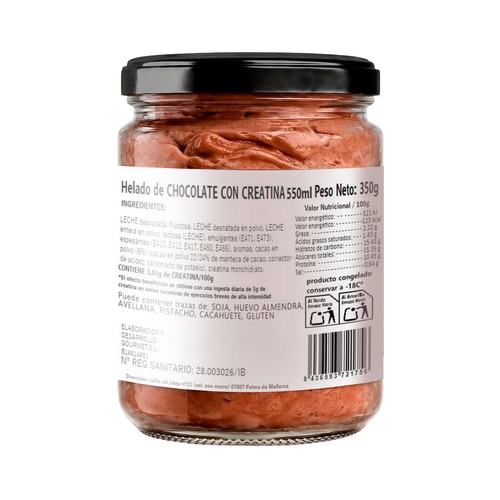 MURMUI Tarro de helado de chocolate con creatina - 550ml.