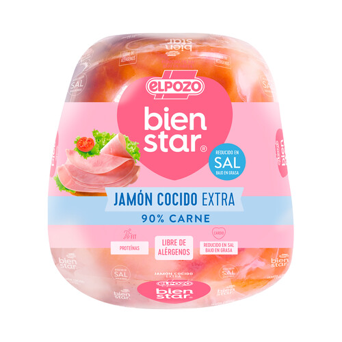 Jamón cocido extra reducido en sal EL POZO Bien star 170 Gramos Aproximados